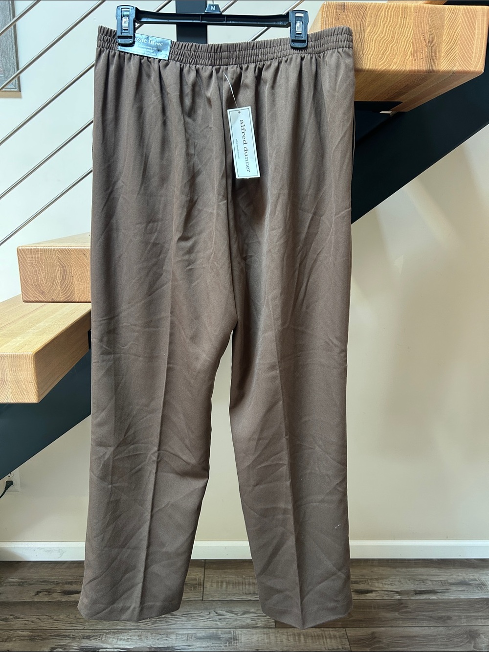 Alfred Dunner Brown Elastic-Waist Pull-On Dress Pants